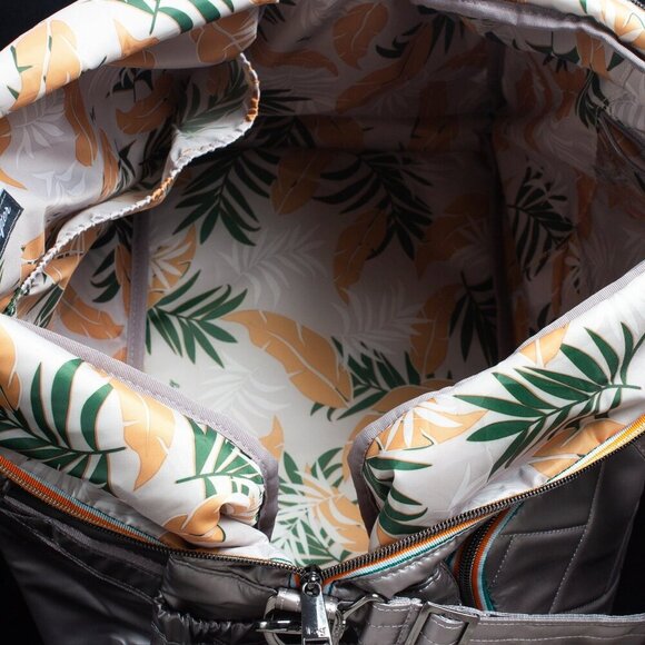 Lug Drifter Quilted Silver Tote Bag With Double Zipper Closure & Multi-Pockets - Picture 7 of 12